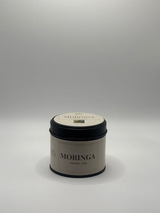 Moringa en poudre 100g – Boîte premium avec cuillère en bois